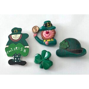 Vintage Hallmark St. Patricks Day Leprechaun Clover Pin Lot 4 Hand-Painted